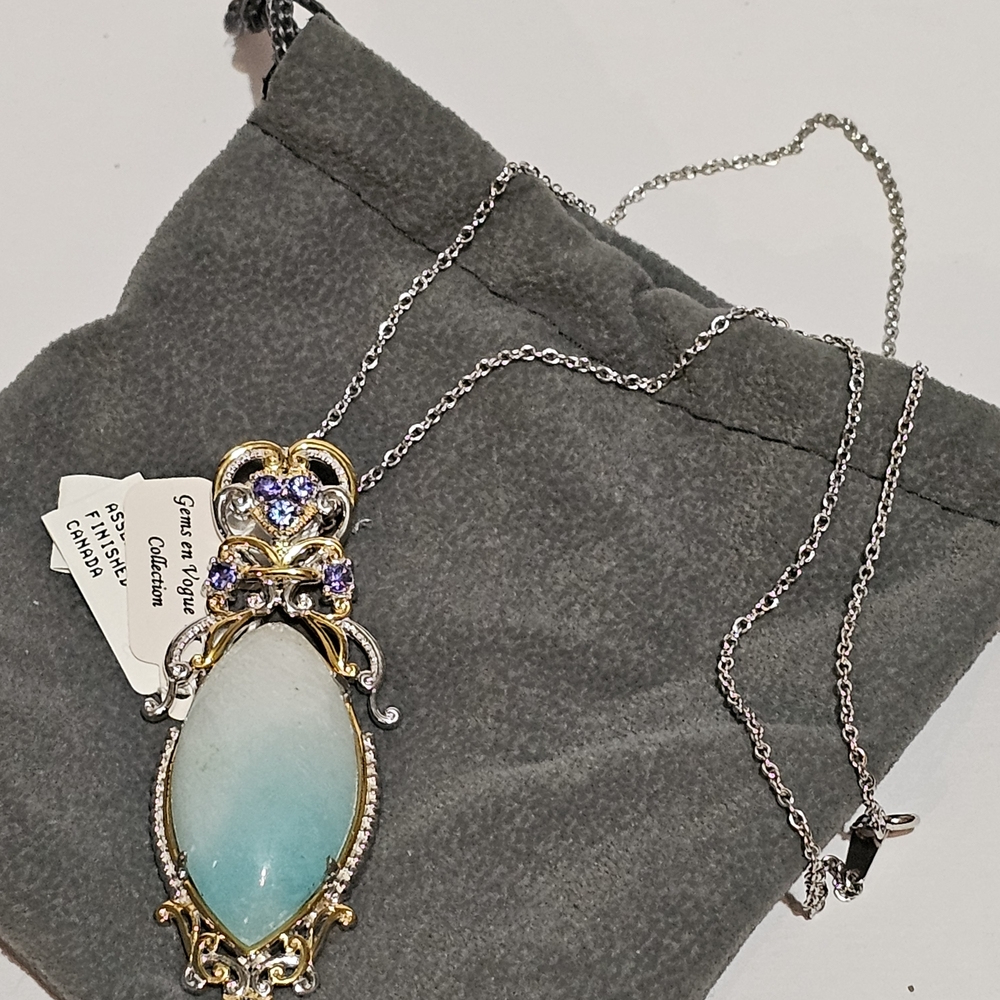 Vogue Silver and Gold Heart Necklace with Ornate Design